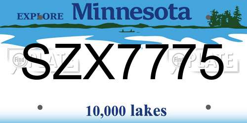 SZX7775 Minnesota License Plate