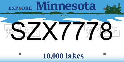 SZX7778 Minnesota License Plate