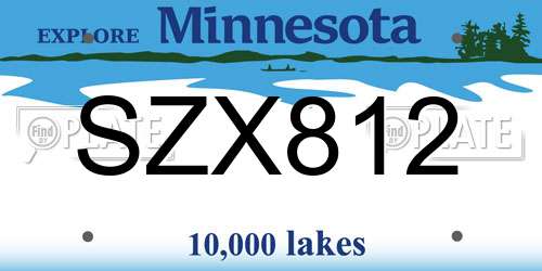 SZX812 Minnesota License Plate