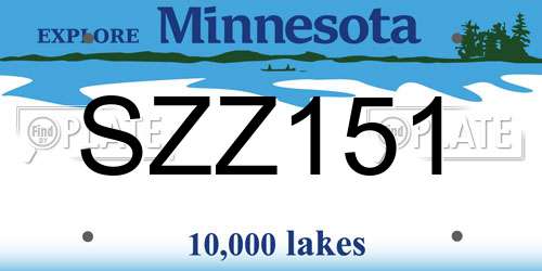 SZZ151 Minnesota License Plate
