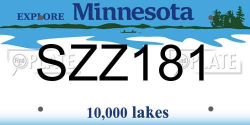 SZZ181 Minnesota License Plate