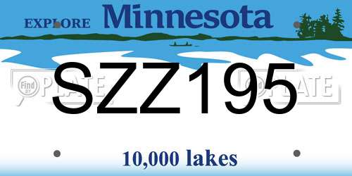 SZZ195 Minnesota License Plate