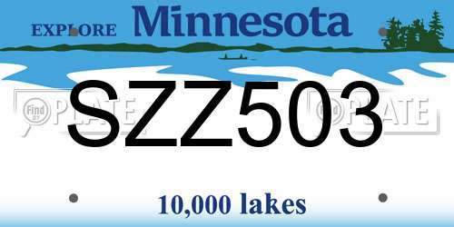 SZZ503 Minnesota License Plate
