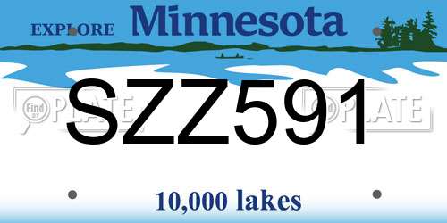 SZZ591 Minnesota License Plate