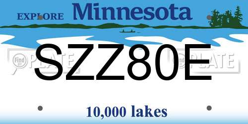 SZZ80E Minnesota License Plate