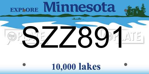 SZZ891 Minnesota License Plate