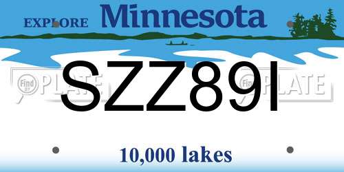 SZZ89I Minnesota License Plate