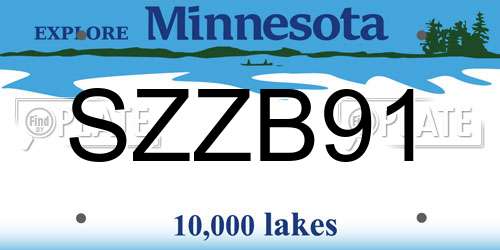 SZZB91 Minnesota License Plate