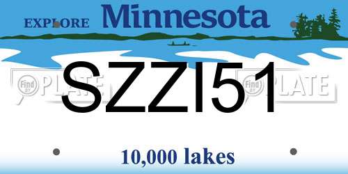 SZZI51 Minnesota License Plate