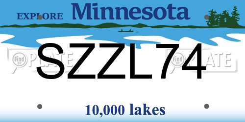 SZZL74 Minnesota License Plate