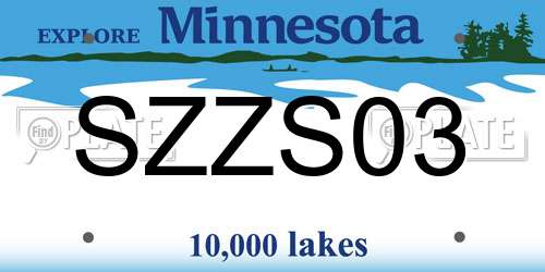 SZZS03 Minnesota License Plate