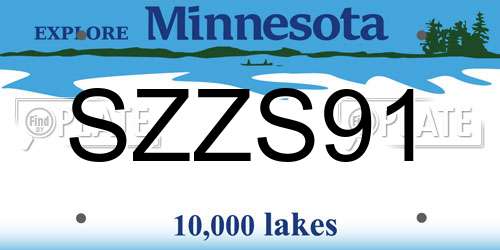 SZZS91 Minnesota License Plate