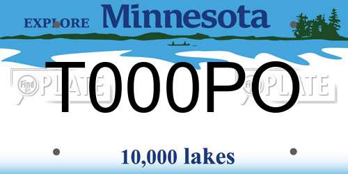 T000PO Minnesota License Plate