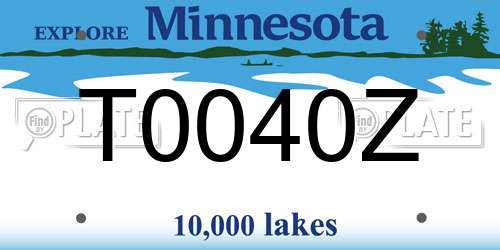 T0040Z Minnesota License Plate