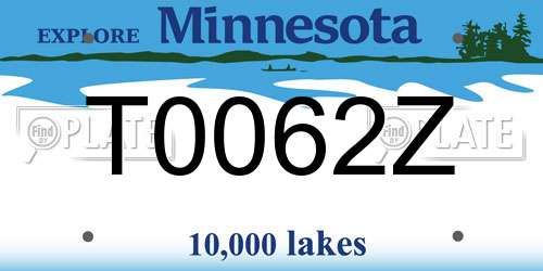 T0062Z Minnesota License Plate
