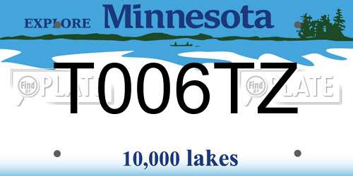 T006TZ Minnesota License Plate