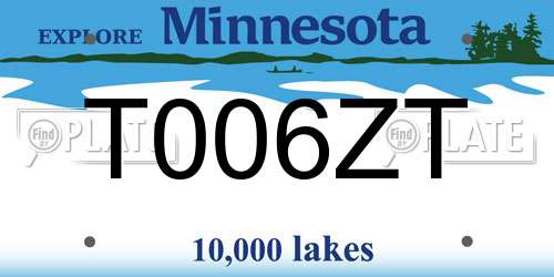 T006ZT Minnesota License Plate