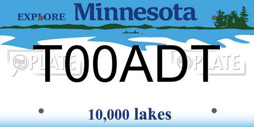 T00ADT Minnesota License Plate