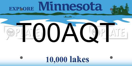 T00AQT Minnesota License Plate