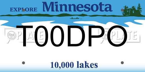 T00DPO Minnesota License Plate