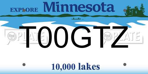 T00GTZ Minnesota License Plate