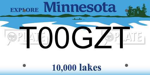 T00GZT Minnesota License Plate