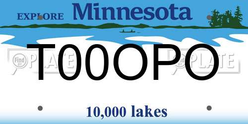 T00OPO Minnesota License Plate