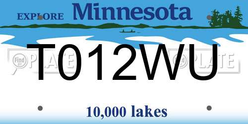 T012WU Minnesota License Plate