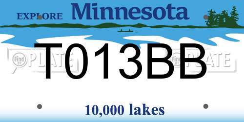 T013BB Minnesota License Plate