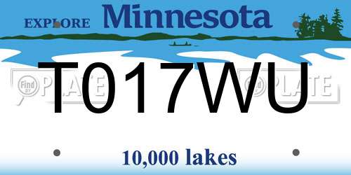 T017WU Minnesota License Plate