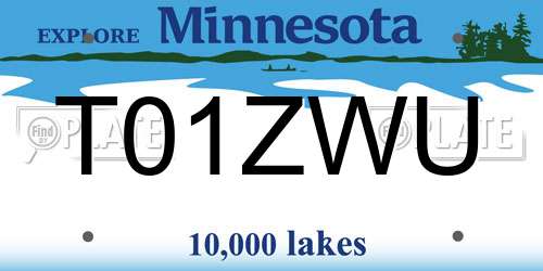 T01ZWU Minnesota License Plate