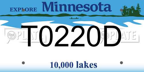T0220D Minnesota License Plate
