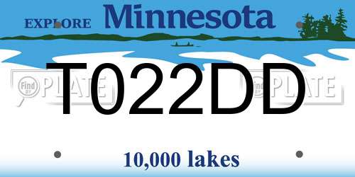 T022DD Minnesota License Plate
