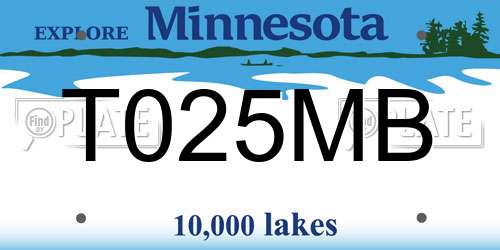 T025MB Minnesota License Plate