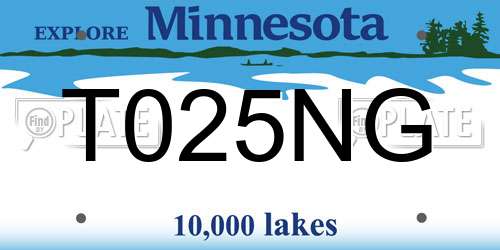 T025NG Minnesota License Plate