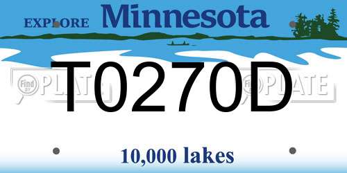 T0270D Minnesota License Plate