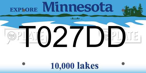 T027DD Minnesota License Plate
