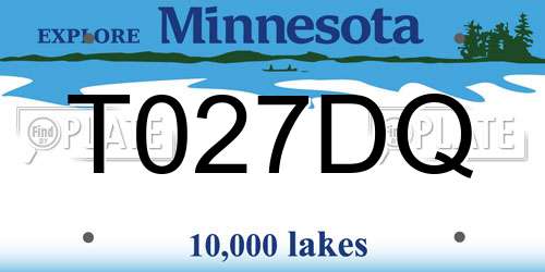 T027DQ Minnesota License Plate