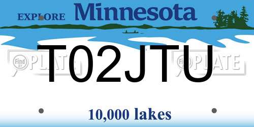 T02JTU Minnesota License Plate