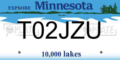 T02JZU Minnesota License Plate