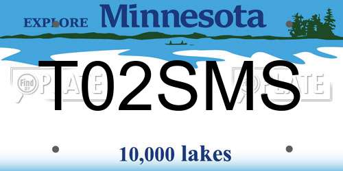 T02SMS Minnesota License Plate