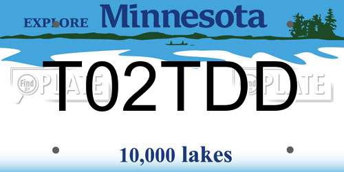 T02TDD Minnesota License Plate