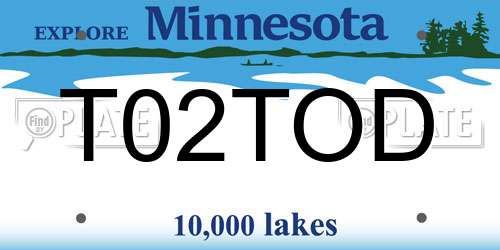 T02TOD Minnesota License Plate