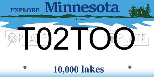 T02TOO Minnesota License Plate