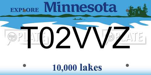 T02VVZ Minnesota License Plate
