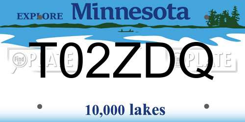 T02ZDQ Minnesota License Plate