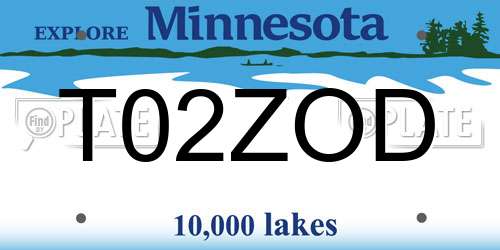 T02ZOD Minnesota License Plate