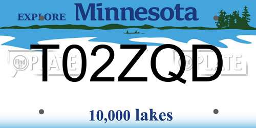 T02ZQD Minnesota License Plate