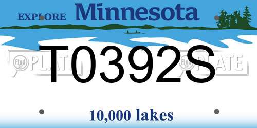T0392S Minnesota License Plate