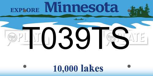 T039TS Minnesota License Plate